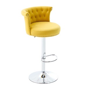 Lyngins Adjustable Height Bar Stools Set of 2,Swivel Counter Stools with Curved Backrest,Velvet Counter Height Stools For Kitchen Island - 1 of 4