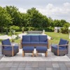 POCASSY 5 Piece Outdoor Sofa Couch Set with Swivel Patio Chairs and Ottomans, All Weather Wicker and Olefin Cushion Cover Outdoor Patio Furniture Set - 2 of 4
