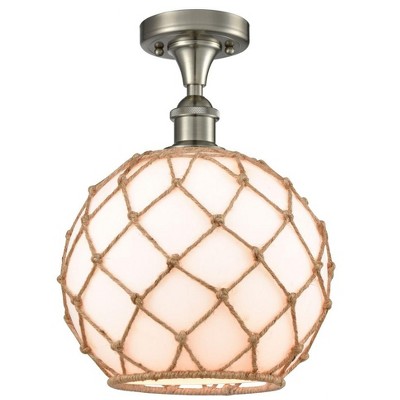 Farmhouse Rope - 1 Light Semi-Flush Mount In Industrial Style-15 Inches Tall and 10 Inches Wide