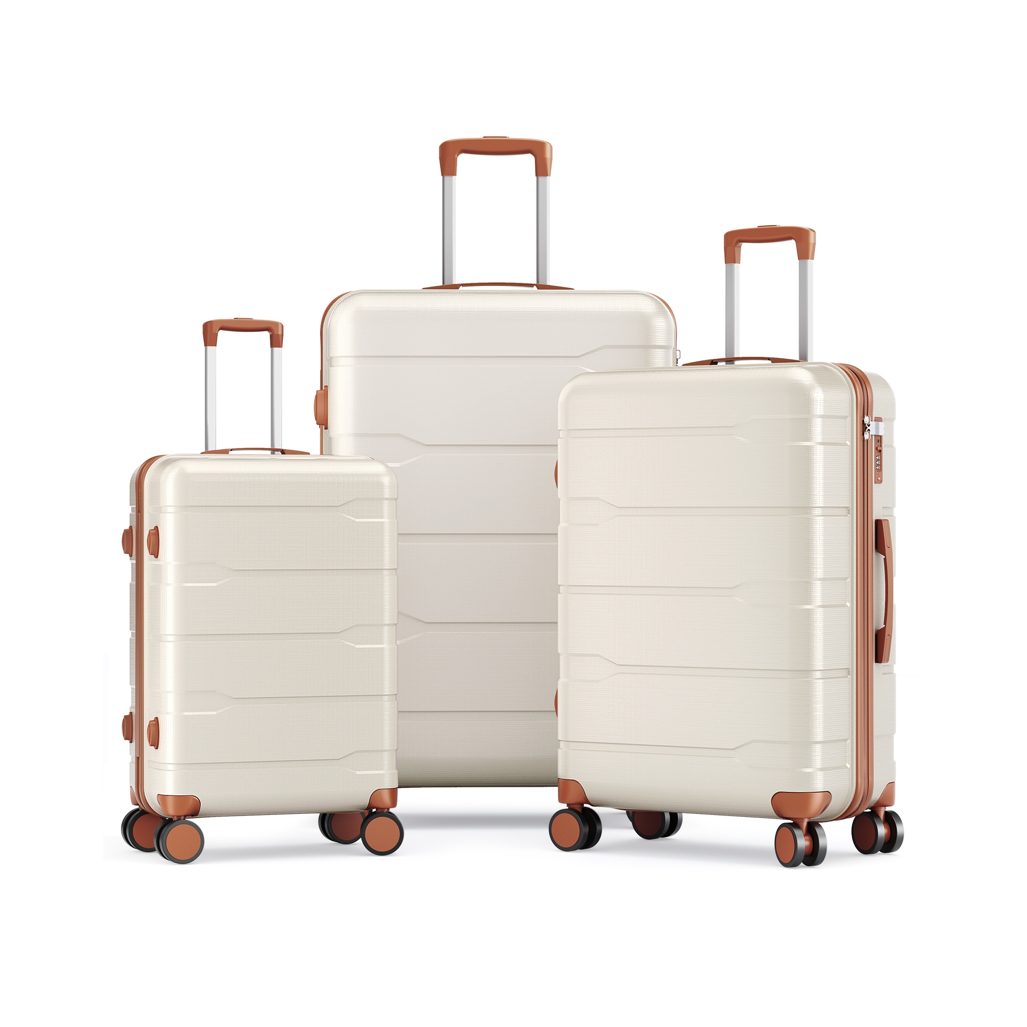 SUGIFT 3-Piece Hardside Luggage Set — 20" Carry-On + 24" / 28" Checked Suitcase with Spinner Wheels, TSA Lock, YKK Zipper, Lightweight