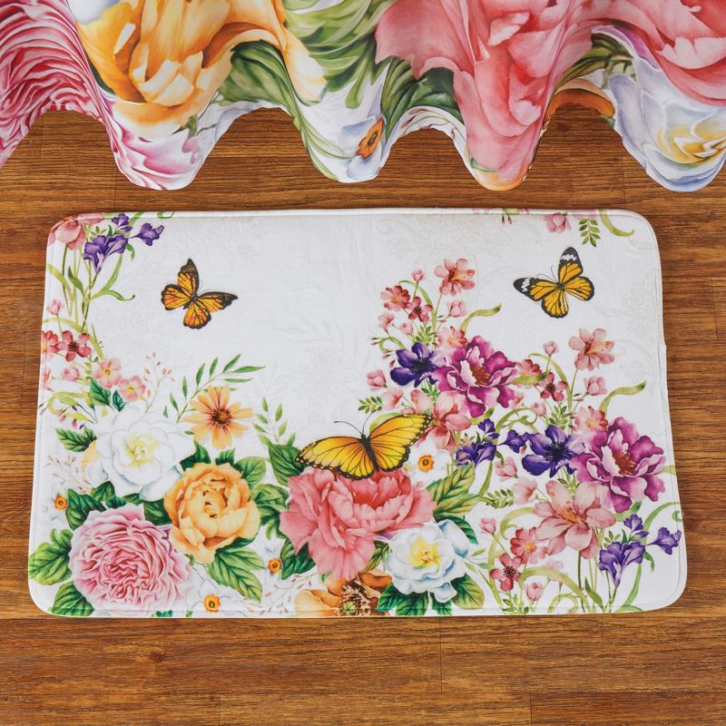 Collections Etc Beautiful Butterfly & Floral Cushioned Bath Mat 20X30, 2 of 4