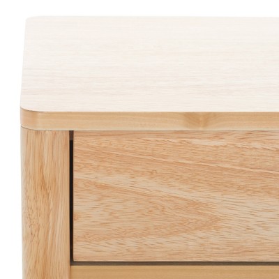 Natural Rubberwood 1-Drawer Nightstand with Graduated Legs