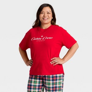 Women's "Cabin Crew" Short Sleeve Holiday Matching Family Pajama Shirt - Wondershop™ Red - 1 of 4