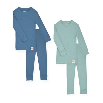 Sleep On It 4-piece 100% Organic Cotton Rib Knit Pajama Sets For