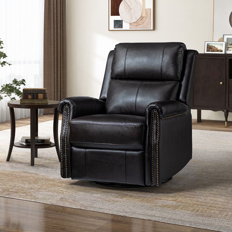 Kaietan Genuine Leather Power Rocking Recliner with Rolled Arms for Living Room and Office| ARTFUL LIVING DESIGN, 2 of 11