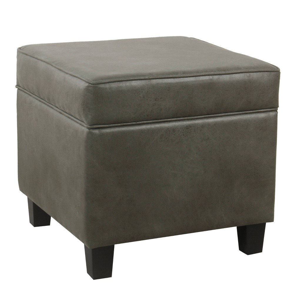 Square Storage Ottoman with Lift Off Faux Leather Top Gray - Homepop was $89.99 now $67.49 (25.0% off)
