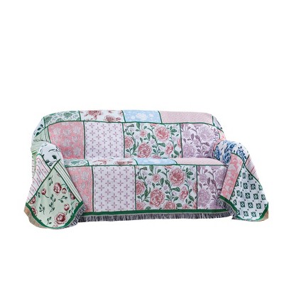 Collections Etc Charming Floral Patchwork Fringe Border Furniture Tapestry Throw
