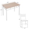VECELO 5-Piece Kitchen Table and Chairs Set for 4, Dining Table Set with Upholstered Chairs for Small Spaces, Natural Wood Color - 3 of 4