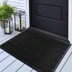 Easy Jute 3x5 Outdoor Patio Rug Washable Entryway Black Modern Kitchen Rugs Farmhouse Neutral Non Slip Scalloped Carpet - 1 of 4
