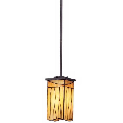 Robert Louis Tiffany Bronze Mini Pendant Light 4" Wide Rustic Art Glass Fixture for Kitchen Island Dining Room