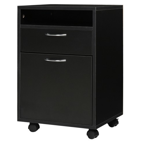 HOMCOM Printer Stand: Mobile Office Cabinet Organizer with Wheels