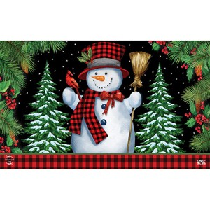 Briarwood Lane Christmas Doormat 30x18 Indoor Outdoor Red Checkered Snowman Winter For Christmas Doormat - 1 of 4