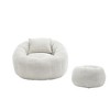 Cesicia Modern Extra Large Round Bean Bag Chair with Footrest, Chenille Fabric Lazy Sofa with Pillow, for Indoor use - 3 of 4