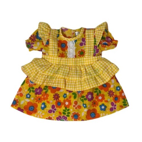 Детские аксессуары для кукол Doll Clothes Superstore Bright Yellow Floral Ruffle Dress for 15 Inch Baby Dolls, цвет: Яркий жёлтый