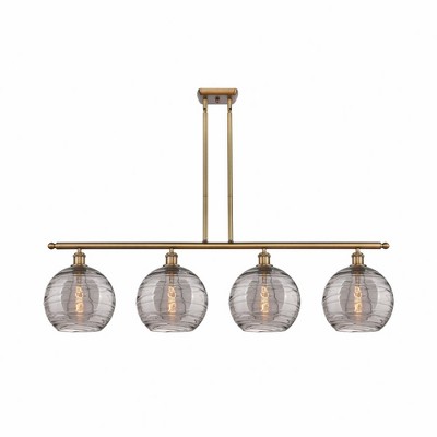 Athens Deco Swirl - 4 Light Stem Hung Island In Industrial Style-12.13 Inches Tall and 48.25 Inches Wide