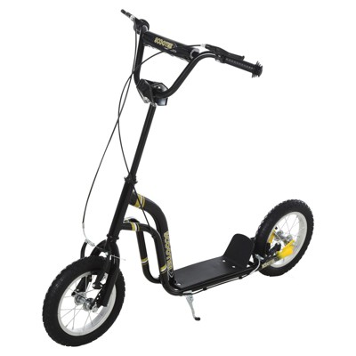 VisioGear Youth Scooter, 12-Inch Front Wheel, Ride On Toy for Age 5+, Black, 47.3"*22.8"*33.5"