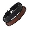 Steeltime Men's 2pc genuine braided rope black and brown leather drawstring bracelets - 2 of 4