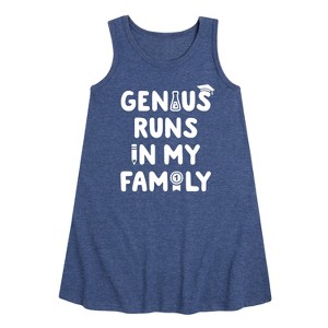 Girls' - Instant Message - Genius Runs In My Family Graphic Sleeveless Aline Dress - 1 of 4