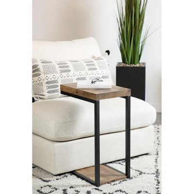 Syemin End Tables C Shaped TV Tray, Small Side Tables, Small Space Couch Table Snack Table, Industrial Side Table, Brown, 11.5"*17.75"*25.5"