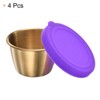 Unique Bargains Stainless Steel Salad Dressing Purple Bowls with Lids - 3 of 4