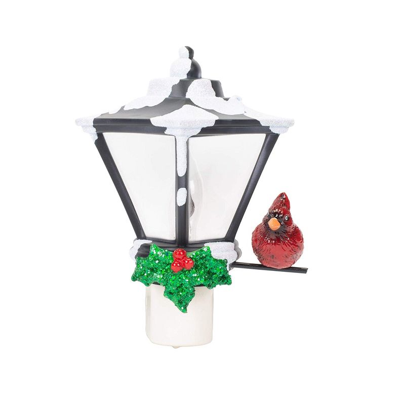 Roman 6" Cardinal on a Snow Covered Street Lamp Flickering Christmas Night Light, 1 of 5