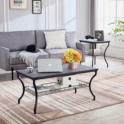 Gray sofa with matching coffee table in living room