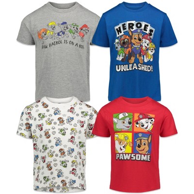 Paw Patrol Rocky Zuma Rubble 4 Pack T-Shirts Little Kid to Big Kid