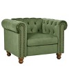 Chesterfield Tufted Velvet Accent Chair, Nailhead Trim Armchair with Rolled Arms, Deep Cushion, Classic Living Room Chair-The Pop Home - 2 of 4