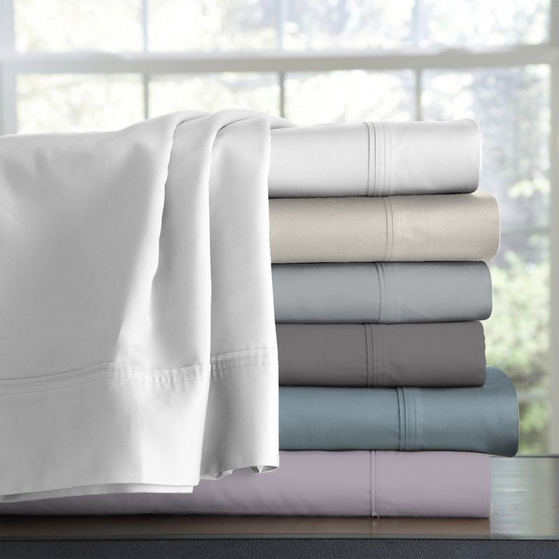 300 Thread Count Organic Cotton Brushed Percale Sheet Set - Purity Home , 6 of 9