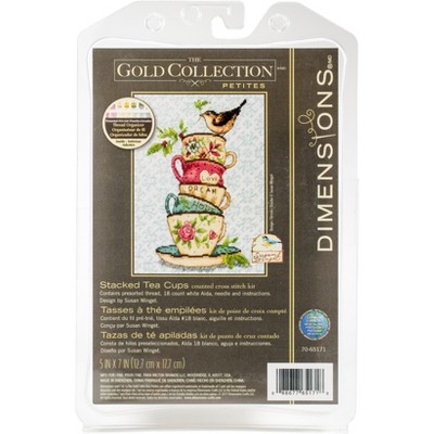 Dimensions Gold Petite Counted Cross Stitch Kit 5"X7"-Tea Cups (18 Count)