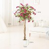 Artificial Bougainvillea Tree with White Pot, Tall Potted Indoor Flower Tree Faux Tree with Wood Trunk and Pink Flowers for Outdoor Indoor Decor - 3 of 4