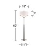 360 Lighting Modern Floor Lamp 62" Tall Black and Brushed Steel Column White Linen Drum Shade for Living Room Reading Bedroom Office - 4 of 4