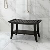 HomeRoots 30" Dark Brown Teak Rectangular Shower Bench With Shelf - 2 of 4