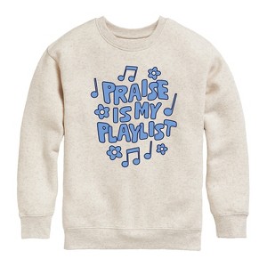 Boys' - Instant Message - Praise Is My Playlist Graphic Long Sleeve Fleece Sweatshirt - 1 of 4