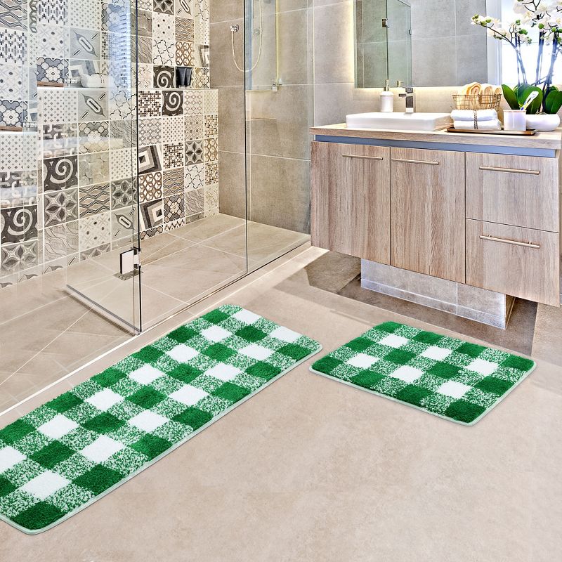 PiccoCasa Microfiber Plaid Bathroom Rugs Extra Soft Fluffy Absorbent Bath Mats for Bathroom, 2 of 4