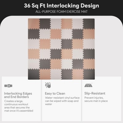 36-Piece Beige, Cream, and Gray EVA Foam Interlocking Play Mat