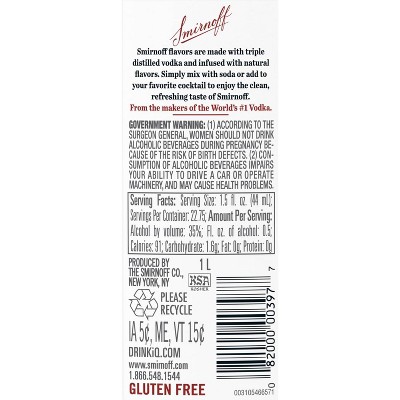 Smirnoff Raspberry Flavored Vodka - 1L Bottle