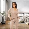 ADR Women's Pajamas Set, Soft Ribbed Knit Waffle 3 Piece Lounge Set - Cardigan Sweater, Cami Top Shirt, Pajamas Pants - 4 of 4