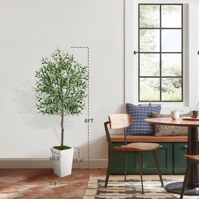 Artificial Tree in Pot with Realistic Leaves & Natural Wood Trunk 5FT/6FT/7FT/8FT