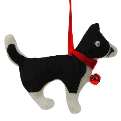 Northlight 4.5" Cream White and Black Cat with Bell Christmas Ornament