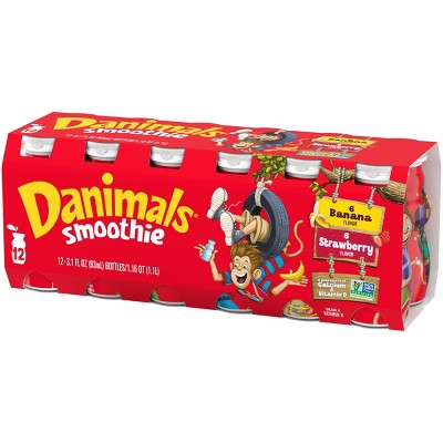 Danimals Strawberry &#38; Banana Split Kids&#39; Smoothies - 12ct/3.1 fl oz Bottles_1