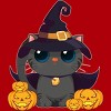 Junior's Design By Humans Black Cat With Jack O Lantern Halloween Shirt By thebeardstudio T-Shirt - 2 of 3