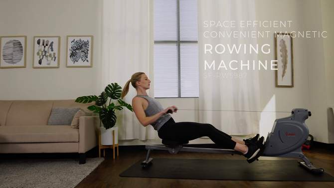 Sunny Health &#38; Fitness Space Efficient Convenient Magnetic Rowing Machine - Gray, 2 of 13, play video