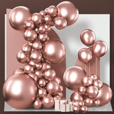PartyWoo Balloons Metallic Rose Gold Chrome 36 18 12 10 5 Inch 100 pcs
