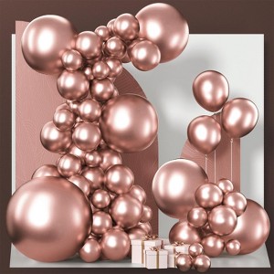 PartyWoo Balloons Metallic Rose Gold Chrome 36 18 12 10 5 Inch 100 pcs - 1 of 4