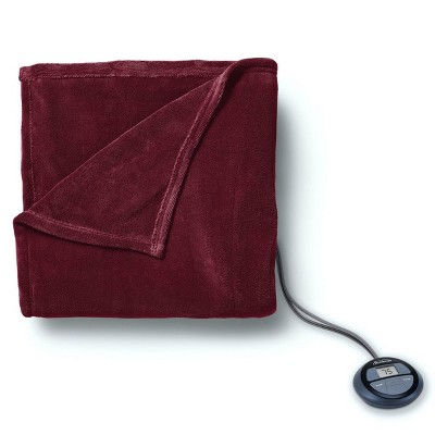 Sunbeam Twin Electric Heated Microplush Blanket In Garnet With Digital  Display Controller : Target