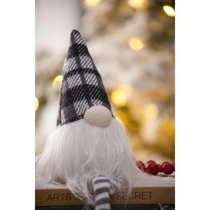 Hachikiko Plaid Christmas Gnomes - 14.6" Sitting Fabric Gnomes with White Beards, Holiday Table Decor 3-Pack - 1 of 4