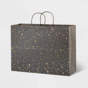 Foil Star Dotted Medium Gift Bag Gray - Spritz™: Elegant Polka Dots, Paper, for Christmas & Graduation Events
