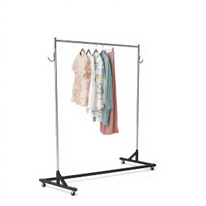Clothes Rack Set with 2 PVC Dustproof Covers - Z-Shape Stainless Steel Rack - 1 of 4