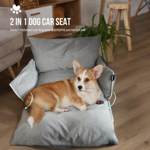 Hachikiko Dog Car Seat for Medium Dogs - Versatile Pet Booster Bed with Non-Slip Base & Storage Pockets, Gray (30"x20"x16") - 1 of 4